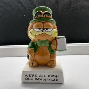 Rare‎ Vintage Enesco Ceramic Garfield Irish / St. Patrick's Day Figure